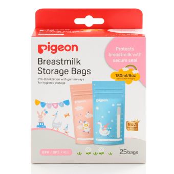 Bolsitas De Almacenamiento De Leche x 25 unid Decorado 180 ml Pigeon