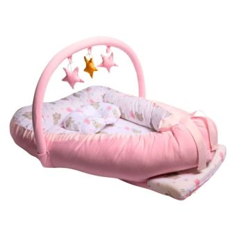 Cuna Colecho Grande 2 en 1 Rosado Elefante con Arco Maternelle