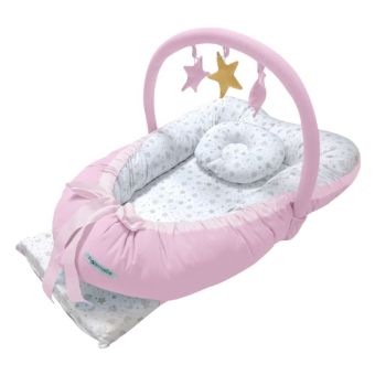 Cuna Colecho Grande 2 en 1 Rosado Luna Estrellas con Arco Maternelle