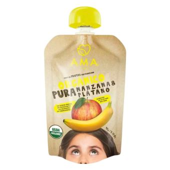 Puré de Frutas Orgánico Manzana y Plátano AMA Pouch 90 g