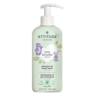 Shampoo & Gel de Baño Natural de Manzana Baby Leaves 473ml Attitude