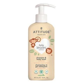 SHAMPOO & GEL DE BAÑO NATURAL DE NÉCTAR PERA BABY LEAVES 473 ML ATTITUDE